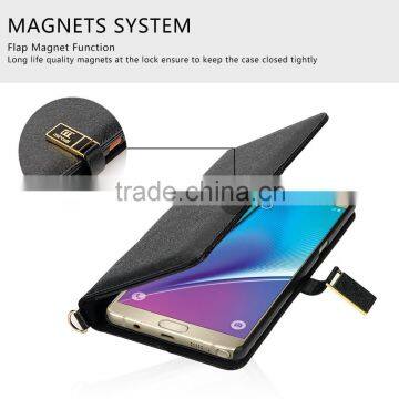 2016 New Fashion Hand-crafted Stand Wallet pu Case With Cosmetic Mirror Stand Wallet Case for Samsung Galaxy Note 7 photo-3