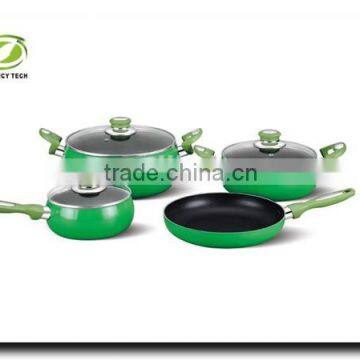 Large Green Belly Shape Aluminum Non-stick & Ceramic Coated Cookware Set for Wholesale