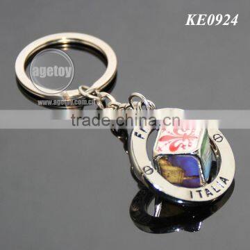 Italy Firenze Souvenirs Customized Spinning Scenery Dice Rotate Metal Revolve Dice Key Ring