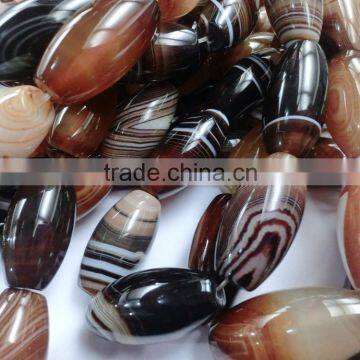 Beautiful Natural Smooth Drum Brown Agate Strip Loose Beads photo-3