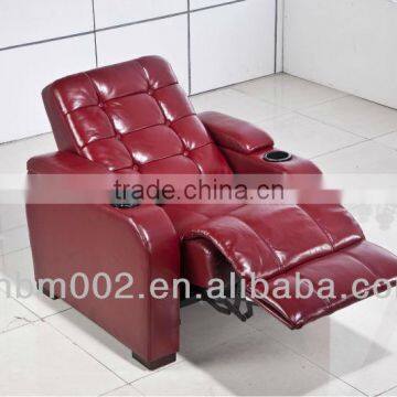Modern Design Red Recliner Chair Top Grain Leather and PU Material