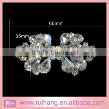 Flower Crystal Wholesale Silver Pair Buckle Brooch of Wedding Invitation Decorations photo-2
