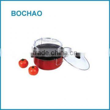 3pcs/ 3 pcs non stick carbon steel cookware sauce pot pan with metal frying basket or net