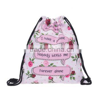 Brand New 3D Printed High Quality Travel Drawstring Toiletry Bag with Cord