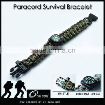 Custom logo 550 camo paracord survival bracelet with plastic buckle