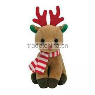 Plush Stuffed Christmas Deer Toy With Scarf