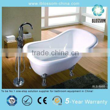 Classic freestanding soaking portable single acrylic bathtub