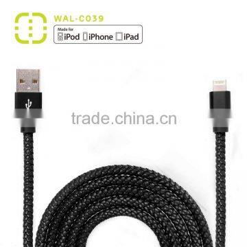 MFi 8 Pin Leather Braided Cable With Data Transmission and Charging
