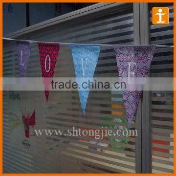 Colorful Fabric Triangle Flag Bunting , decorative flags on string