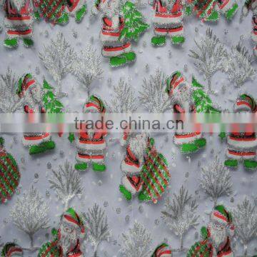 100% organza Sew Quilting Fabric Christmas Holiday Santa Clause