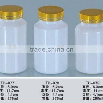 export 275ml PET vitamin pill bottles with gold aluminum cap,green plastic bamboo bottle for sale