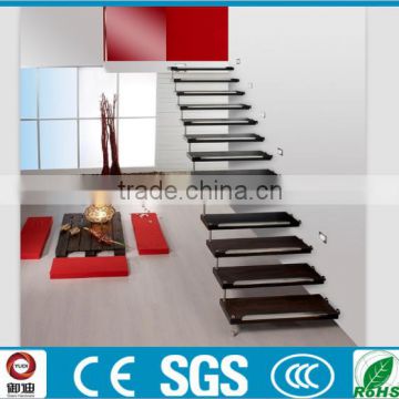 Chinese indoor customized wooden floating stairs/staircase/stair supplier