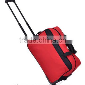 competitive price red color carry on wheel gym bag with shoe compartment