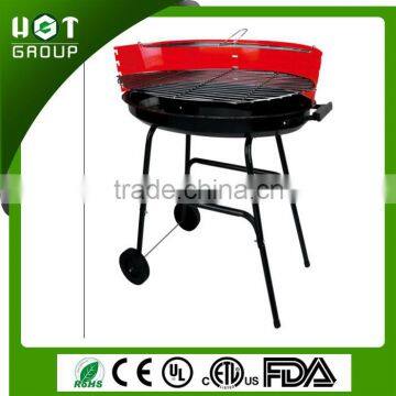 Outdoor large hand push type grill bbq with wheel