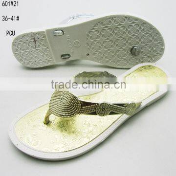 New design outdoor metal vamp PCU ladies clip-toe slippers