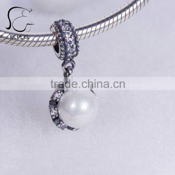 791385P Silver EVERLASTING GRACE WHITE PEARL & CLEAR CZ Pendant
