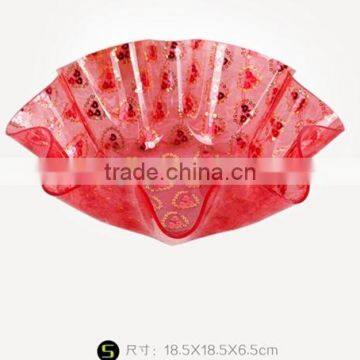 Red big fashional transparent acrylic fruit plate dry fruit plate