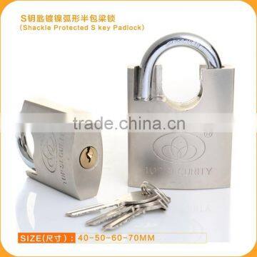 Nickle Plated Arc Type Shackle Protected S Key Padlock