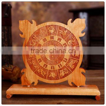 Peach wooden Shan Hai Zhen Plaque, Feng Shui Plaques