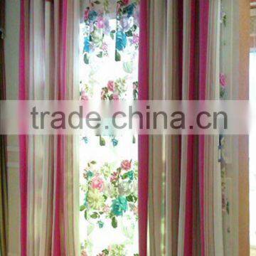 New pink flower design home curtain set