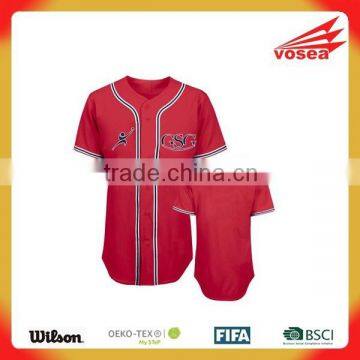 100% Polyester custom fashion China red baseball jersey