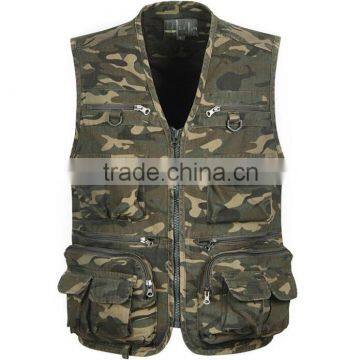 Custom Mens Cotton Camo V Neck Fishing Vest