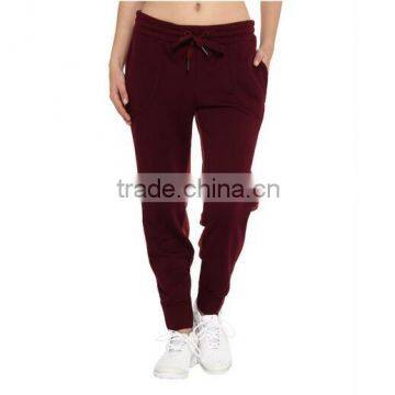 Customized cut block women french terry red jogger sweatpants