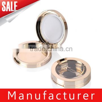 Round Gold Makeup Compact Powder Case With Window