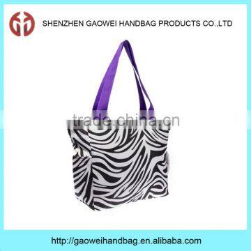 New Style Cheap Zebra Print Travel Customized Cotton Canvas Tote Bag-GW228