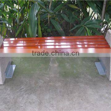 Concrete outdoor bench seat without arm solid wood seat and bench