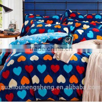 100% polyester cute printing flannel thick 4piece sheet set