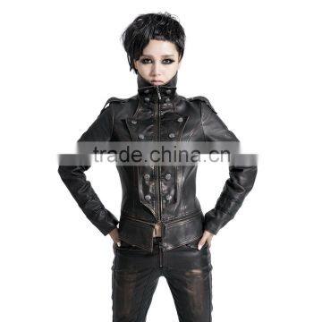 (SUPER DEAL)-2014 New Style Slim Genuine Lamb Leather Jackets For Women With Collar(LSW-F-2117)