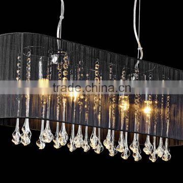 10.10-9 white or black a chrome finish and long shaded crystal drop Shaded Long Pendant Chandelier