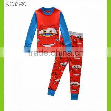 2015 new arrival boys pajamas sets kids car styling pijamas baby funny pyjamas children printed red car night wear 100% cotton