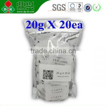 Factory Directly Sale 20G*20PK Silica Gel Desiccant Humidity Moisture Absorb Resuable Packing Suply