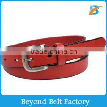 Beyond Women's Red Color Full Grain Cowhide Leather Belt with Polished Pin Enclosure