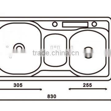 Gourmet Double Bowl Top Mount Stainless Steel Kitchen Sink w/ Waste Bin & Knife Holder B13 photo-2