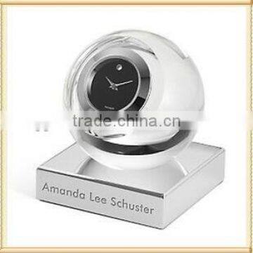 New Design Ball Crystal Clock With Crystal Base For Table Decoration