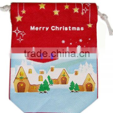 heat transfer printed christmas drawstring candy bag