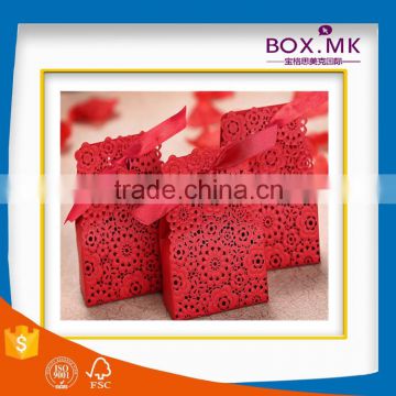 2016 New Design Best Selling Unique Customize Ribbon Red Wedding Card Box