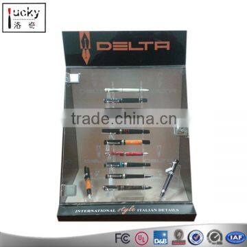 Custom acrylic pen holder step shape display stand with lock and key