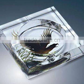 eagle color printed crystal ashtray /tobacco cigar/smoking craft ashtray useful(R-0975