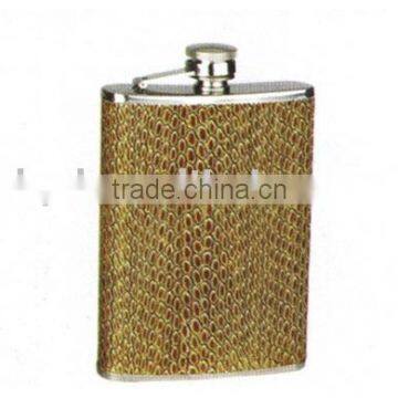 9oz Totally skin-wrapped stainless steel hip flask