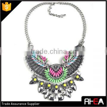 Boho Style Tibet Silver Feather Shape Alloy Necklace,Turkish Indian Alloy Necklace Statement Necklace photo-4