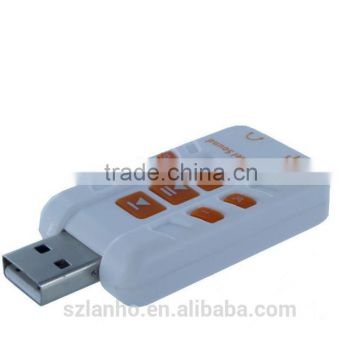 2016 new wholesale USB External 8.1 Channel 3D Virtual Audio Sound Card Adapter white color