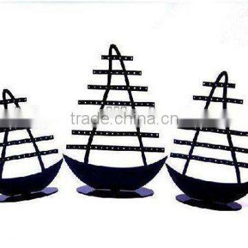 European style ship-shape black acrylic earring holder, acrylic jewelry display