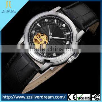 2016 Automatic Mechanical Tourbillion Men's Watch Fashion Genuine Leather Skeleton Wrist Watch