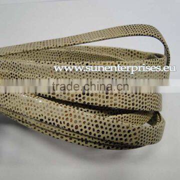 Flat Nappa Leather cords - Snake Style Vanilla gold - 10mm