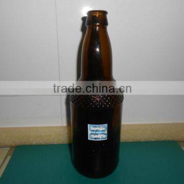 500ml amber glass energy drink bottle with embossed pattern