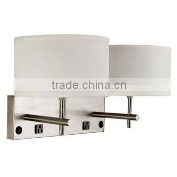 Simple hotel Wall Lamp in Brushed Nickel Finish with fabric shade from zhongshan kawell lighting